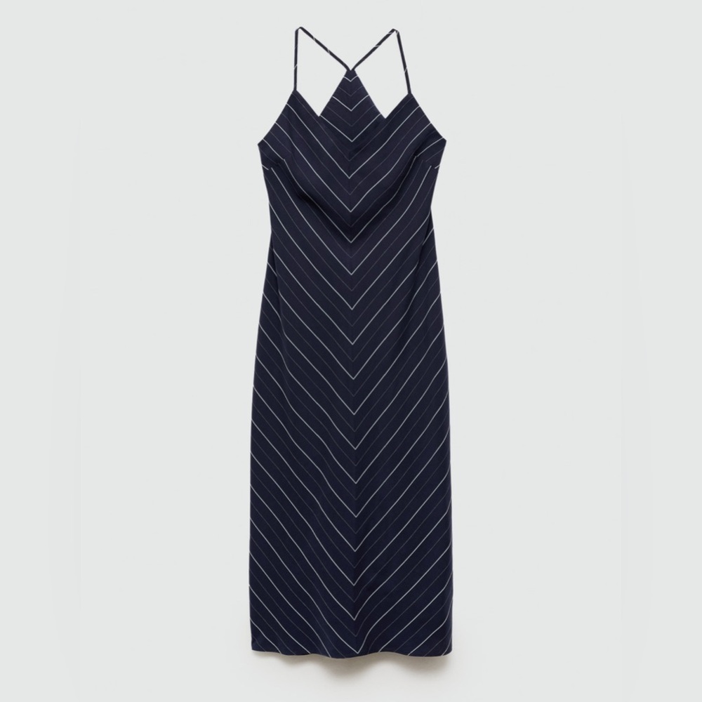 NWT MANGO STRIPED LYOCELL DRESS, SIZE L - Picture 7 of 16